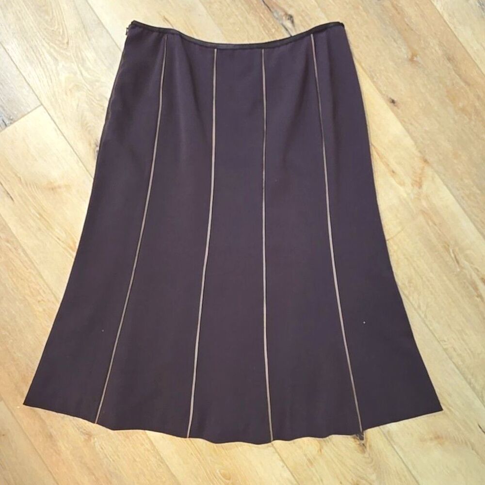 Vtg Sigrid Olsen Brown Paneled A Line Midi Skirt 12 Dark Academia Goblin Modest